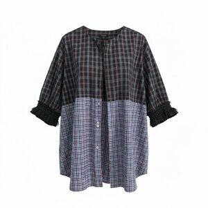 Upcycled Plaid Button-Up Tunic/Shirt
